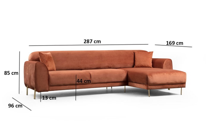Atelier Del Sofa Sofá-Cama de Esquina Color Canela